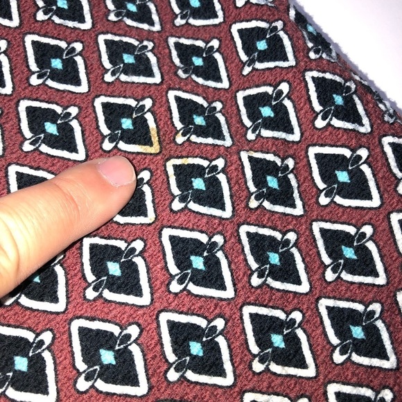 ZARA 70’s Retro Burgundy Geometric Print Flared Trouser Pants Size Medium - Picture 9 of 13